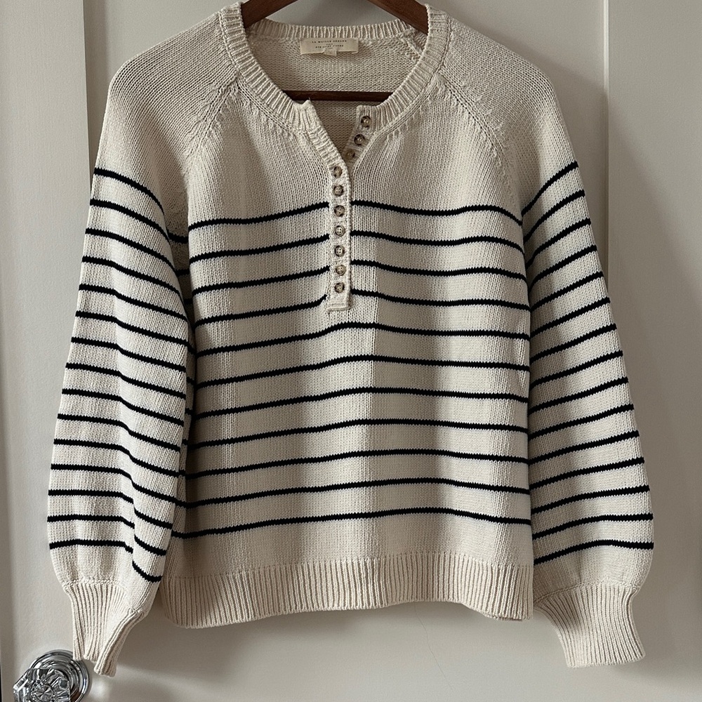 Sezane leontine ecru/marine Striped Sweater